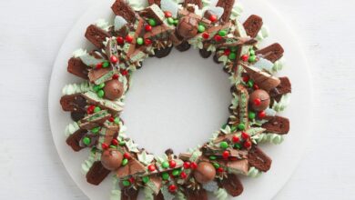 Choc-mint dessert wreath recipe