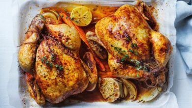 Roast chickens with lemon and herbs recipe