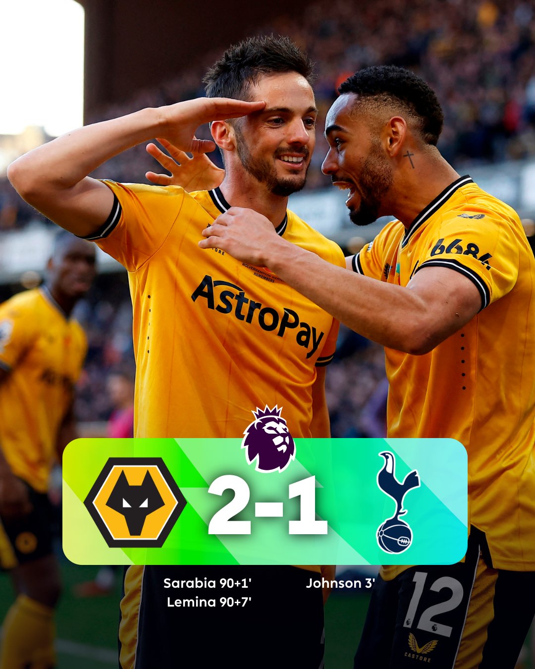 Wolves 2-1 Tottenham Hotspur