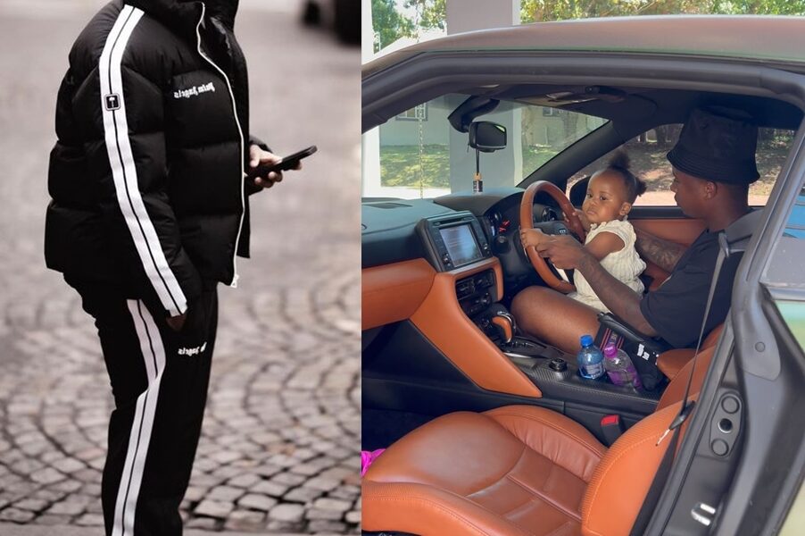 Andile Mpisane teaches his daughter how to drive